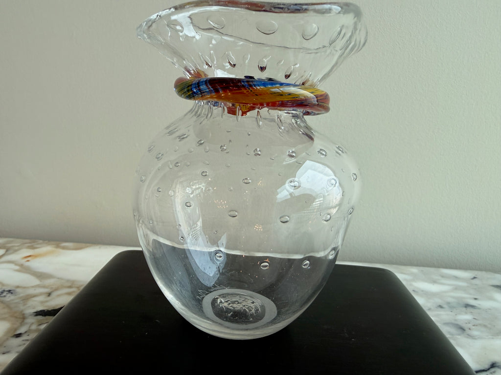 Shirley Elford Signed Art Glass Vase- 5"h