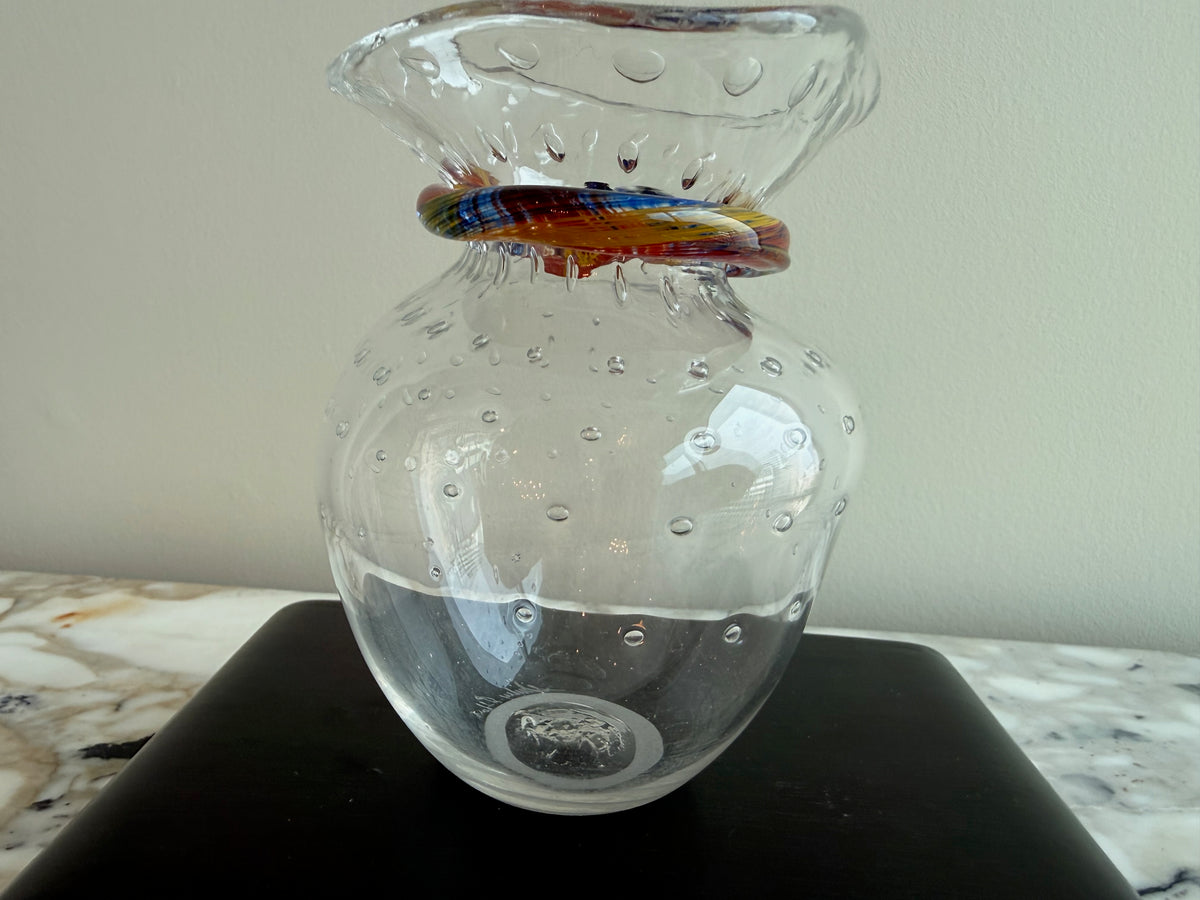 Shirley Elford Signed Art Glass Vase- 5"h