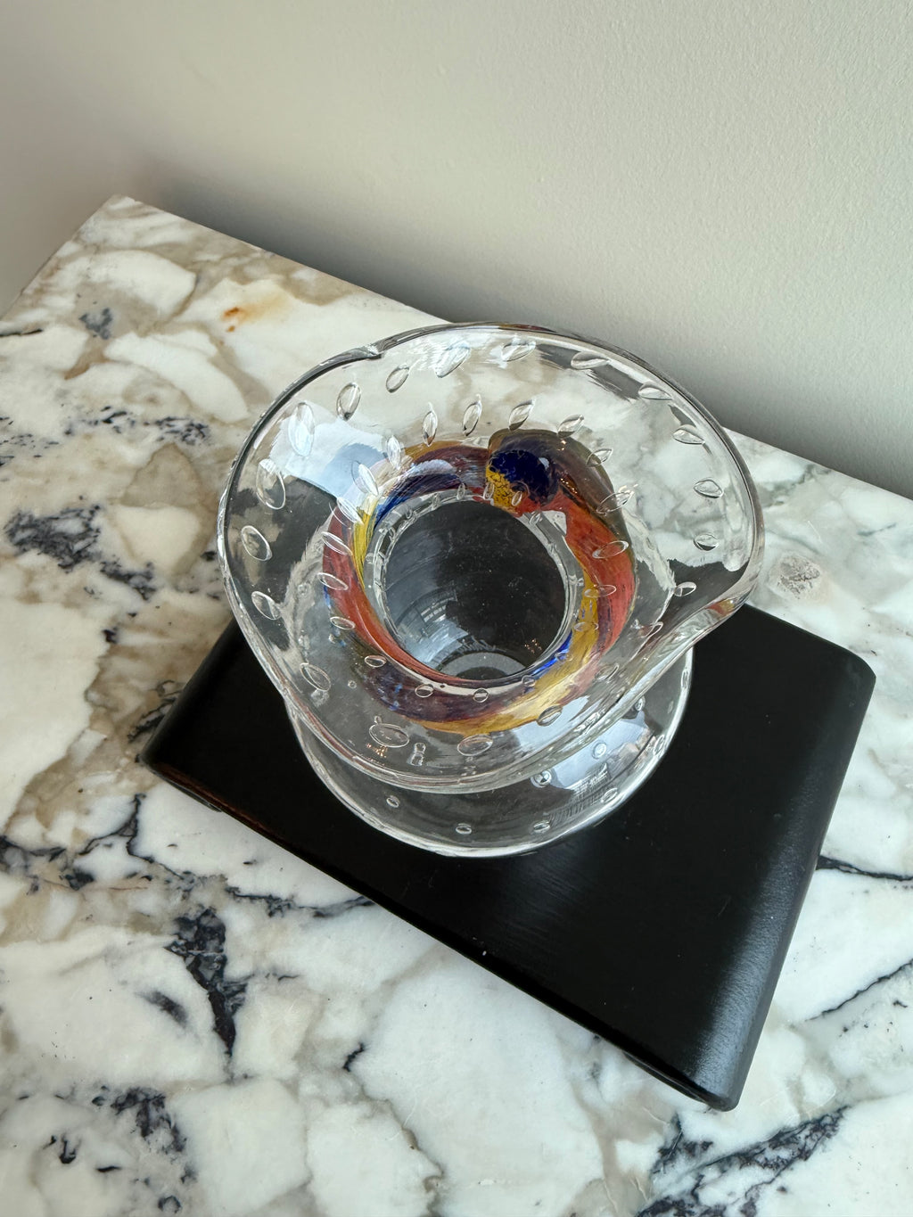 Shirley Elford Signed Art Glass Vase- 5"h