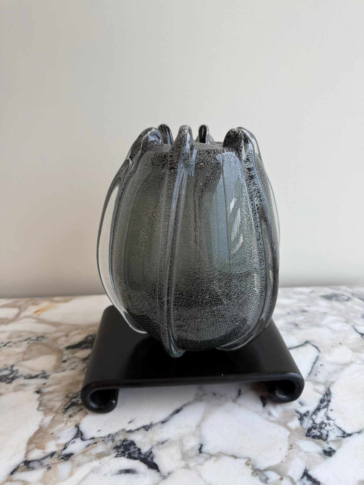 Bubbled Art Glass Vase – Smoke Grey
