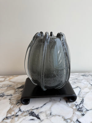Bubbled Art Glass Vase – Smoke Grey