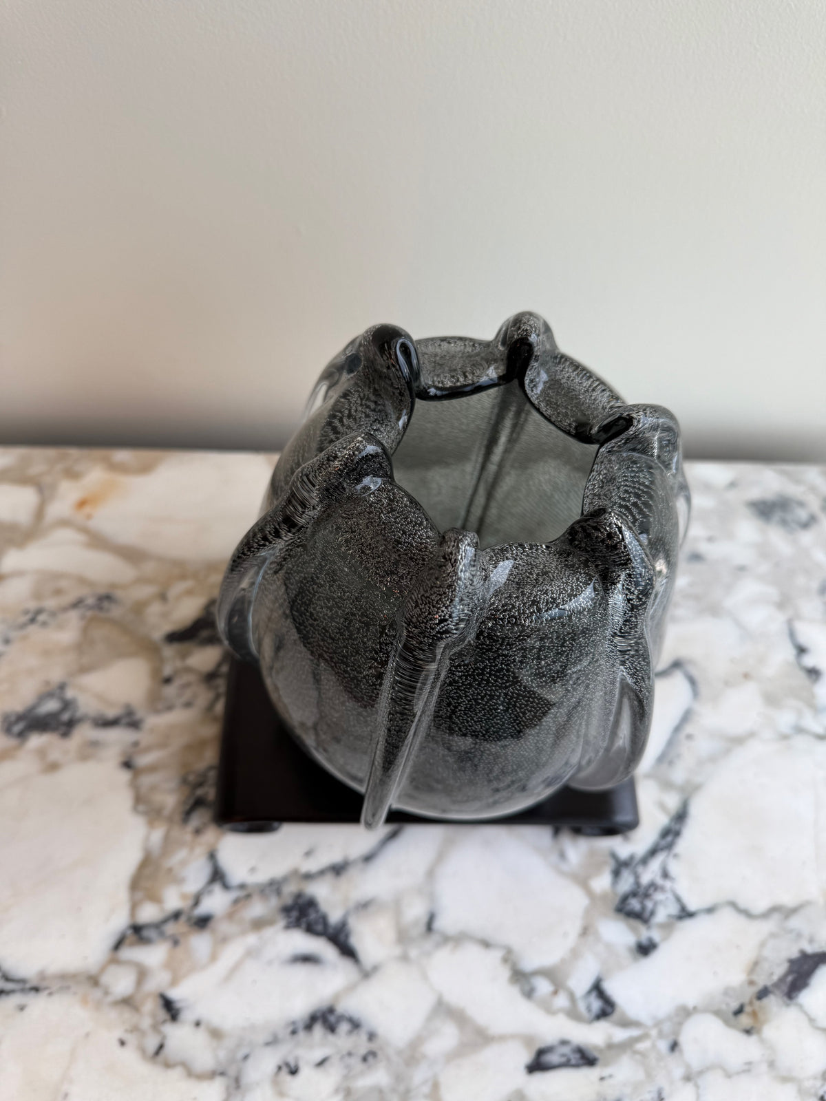 Bubbled Art Glass Vase – Smoke Grey