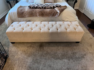 Beige Upholstered Tufted Bench
