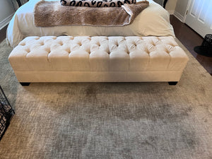 Beige Upholstered Tufted Bench