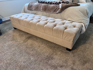 Beige Upholstered Tufted Bench