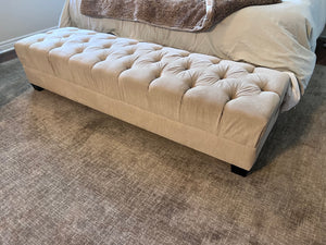 Beige Upholstered Tufted Bench