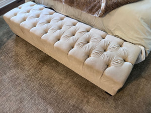 Beige Upholstered Tufted Bench