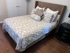 Brown Queen Upholstered Bed Frame