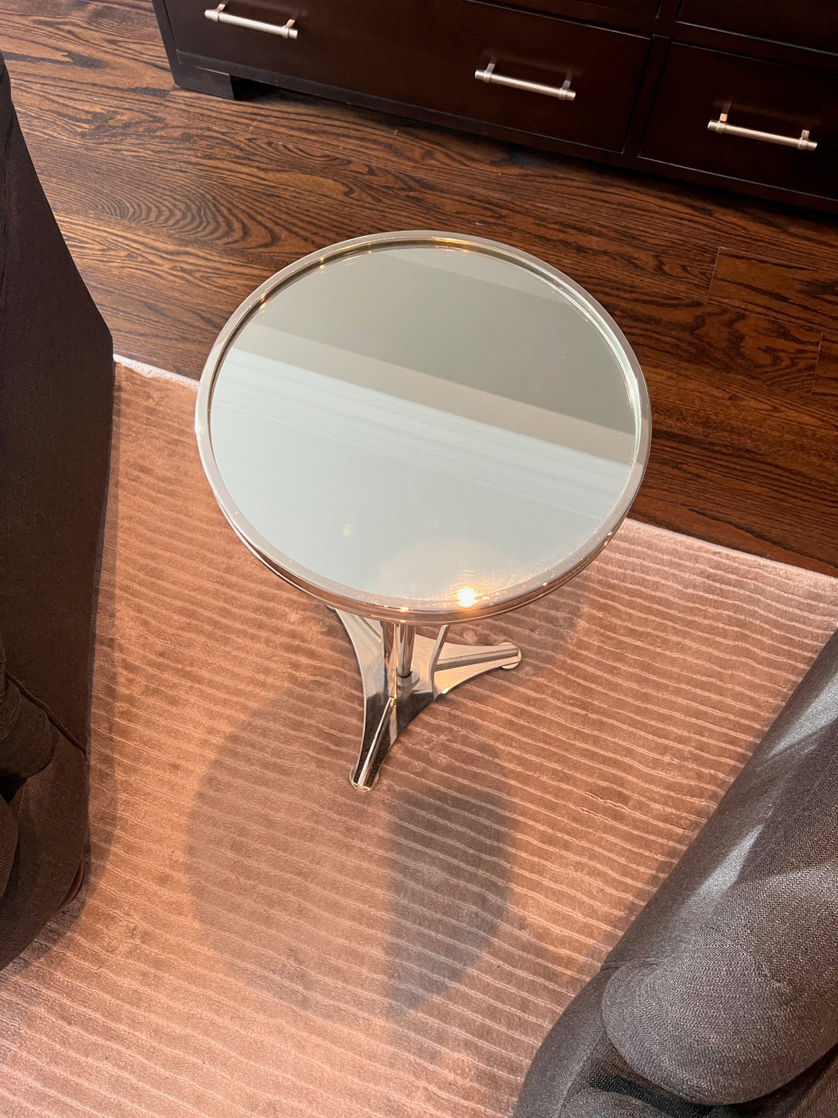 Global Views FRENCH MODERN SIDE TABLE-NICKEL W/MIRROR TOP