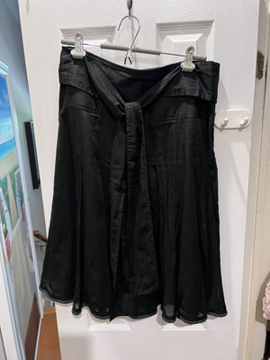 Burberry Black Linen Skirt, Size 10