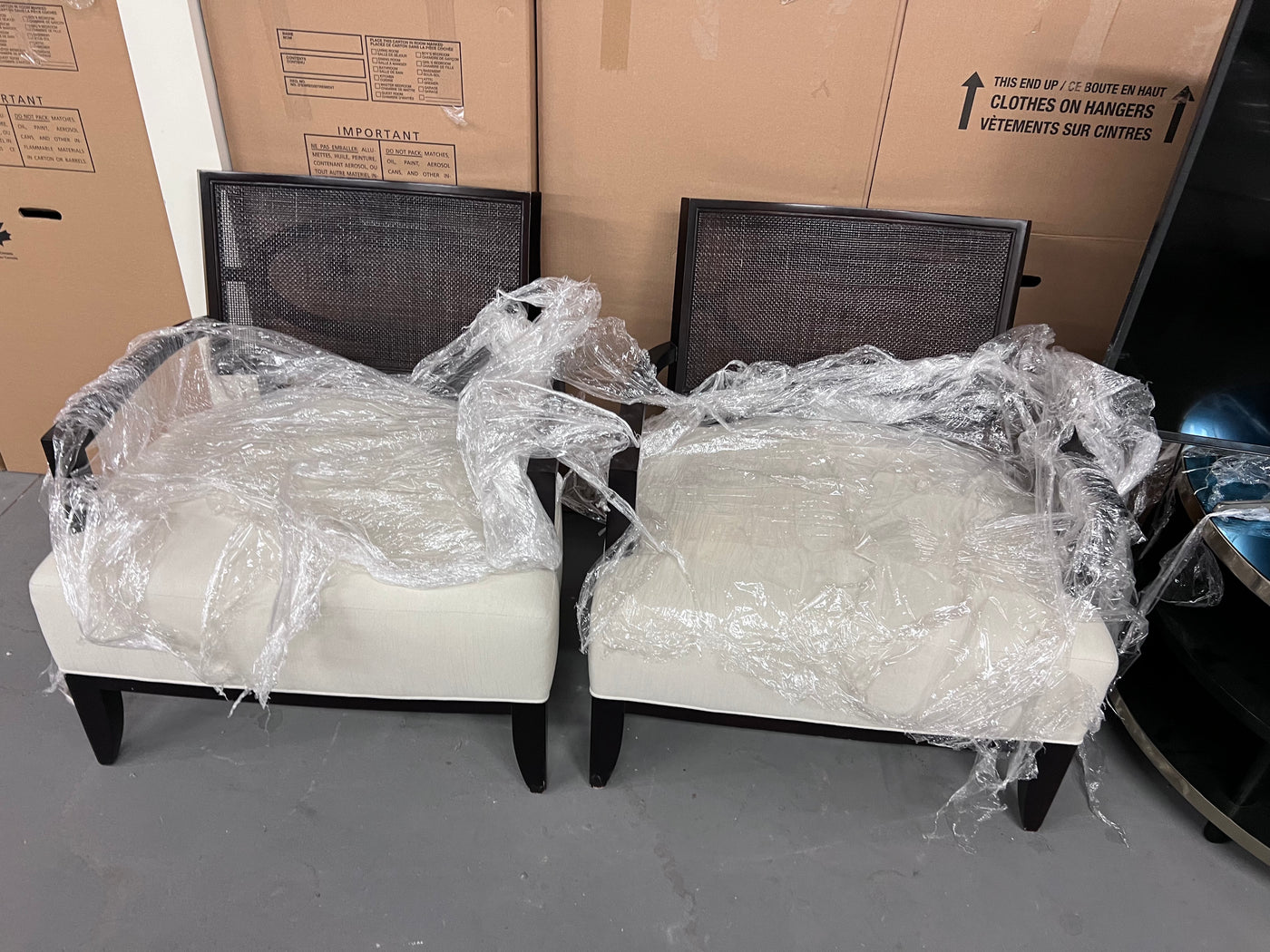 Pair of Barbara Barry for Henredon 'Open Oval Cane' Lounge