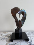 Anne Harris Signed Bronze Heart Sculpture- 12.5"h