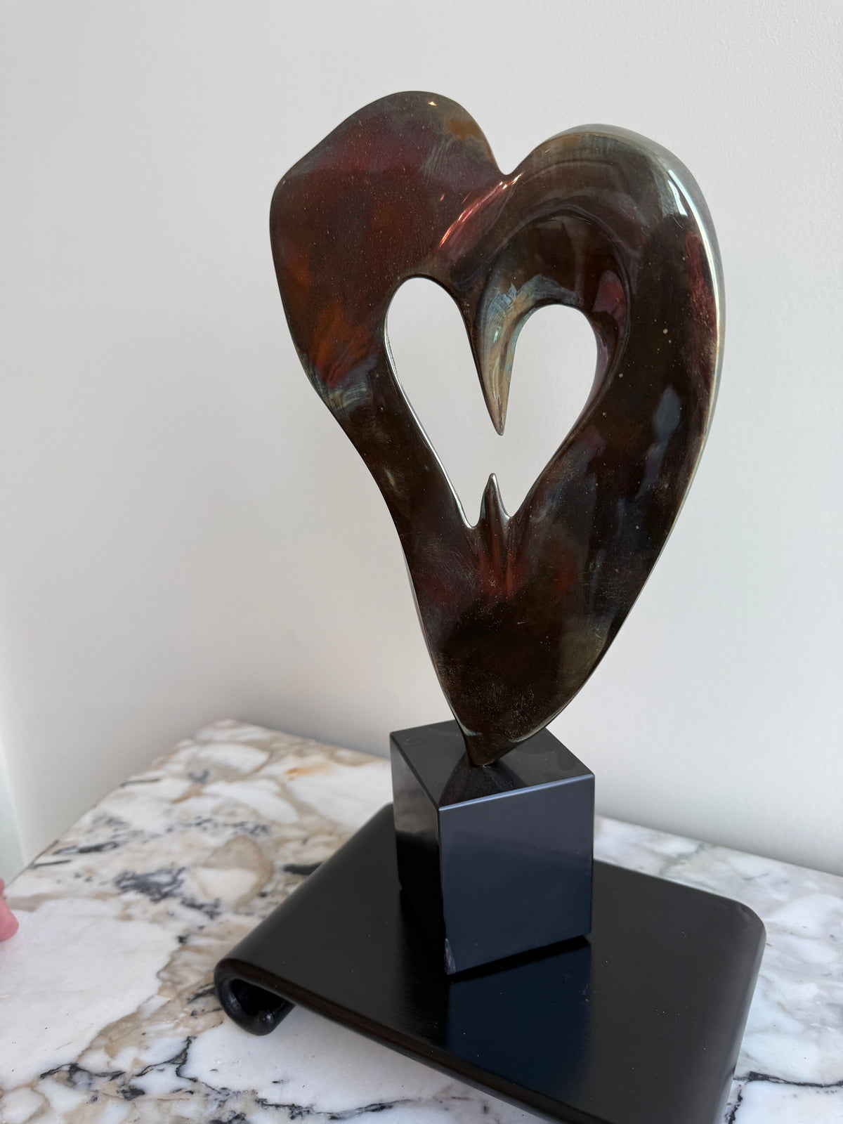 Anne Harris Signed Bronze Heart Sculpture- 12.5"h