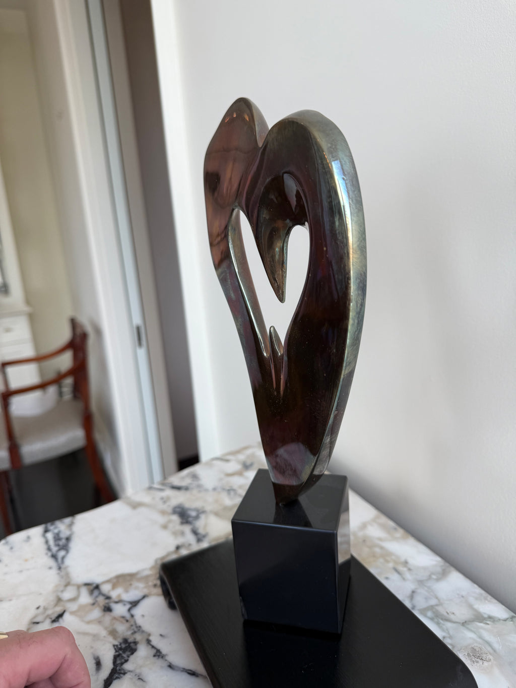 Anne Harris Signed Bronze Heart Sculpture- 12.5"h