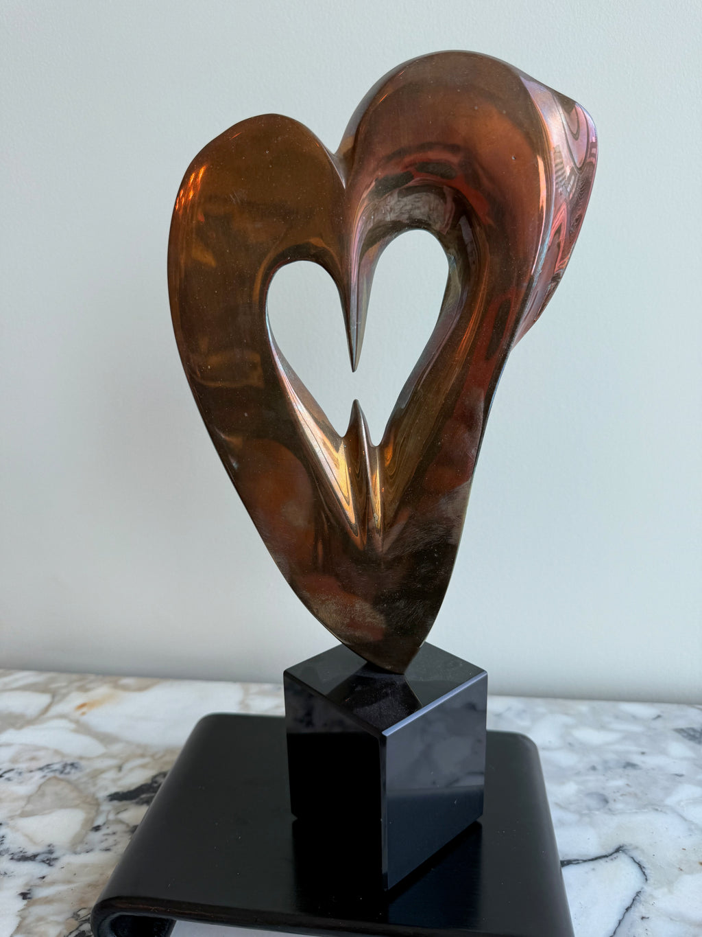 Anne Harris Signed Bronze Heart Sculpture- 12.5"h
