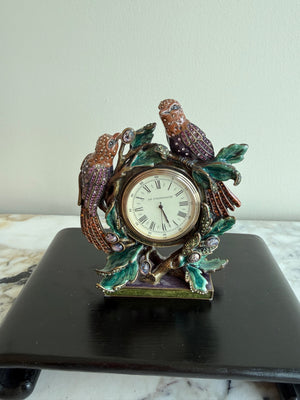 Jay Strongwater Love Bird Bejeweled Enamel Desk Clock