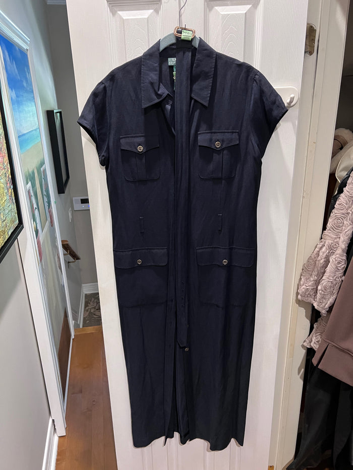 Ralph Lauren Navy Silk Dress, Size 8