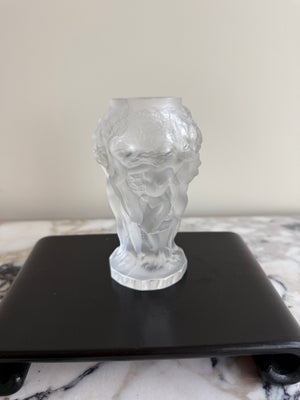 Heinrich Hoffmann for Desna "Ingrid" Frosted Glass Figural Vase - Bohemia Czech Republic- 5"h