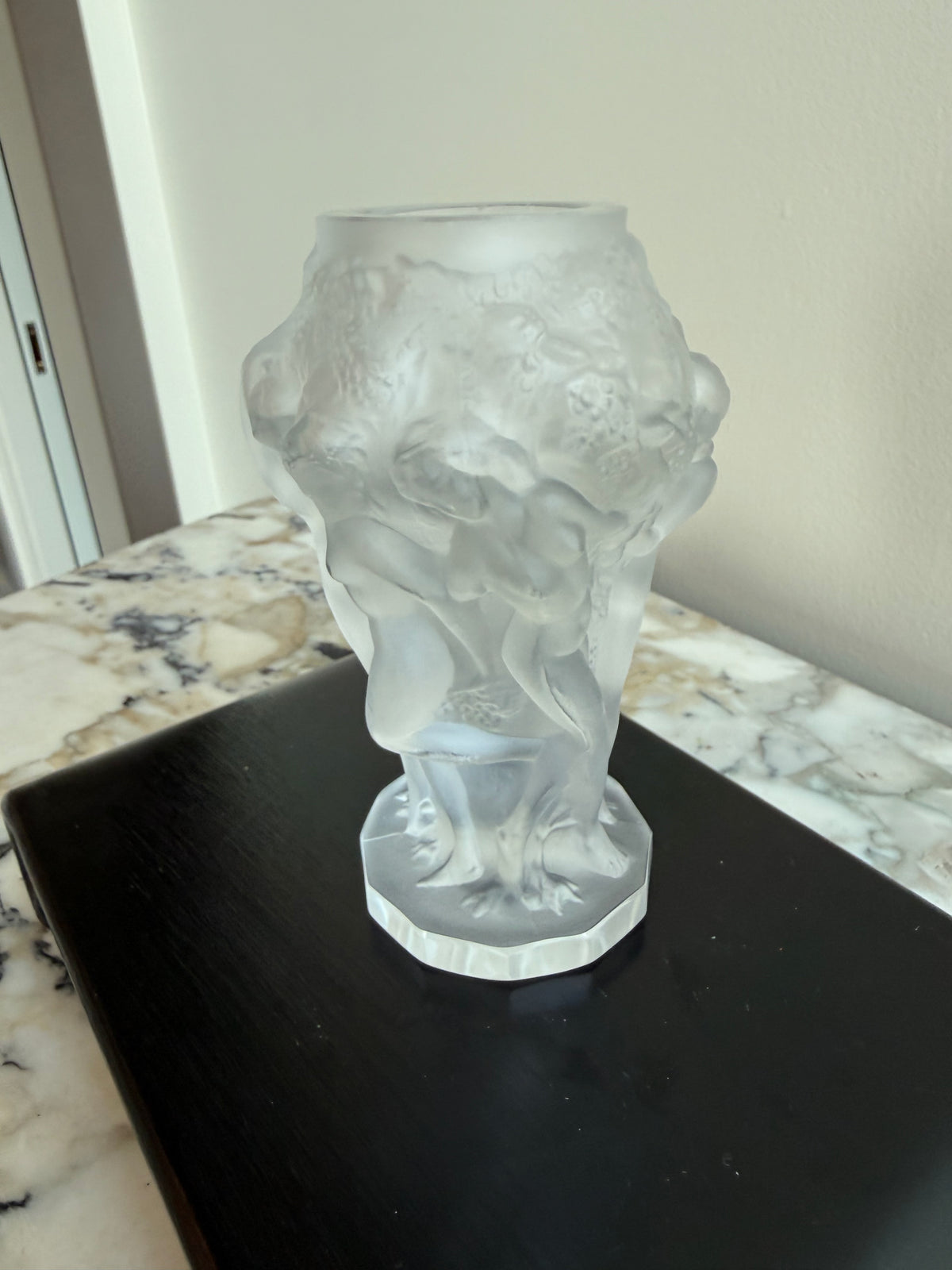 Heinrich Hoffmann for Desna "Ingrid" Frosted Glass Figural Vase - Bohemia Czech Republic- 5"h