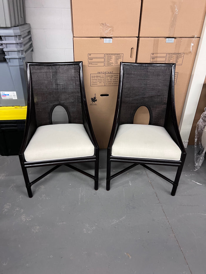 Pair of Barbara Barry for McGuire Caned Armchairs