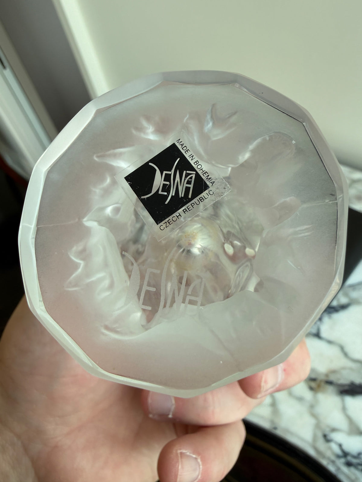 Heinrich Hoffmann for Desna "Ingrid" Frosted Glass Figural Vase - Bohemia Czech Republic- 5"h