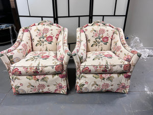 Pair of The Art Shoppe Floral Upholstered Armchairs