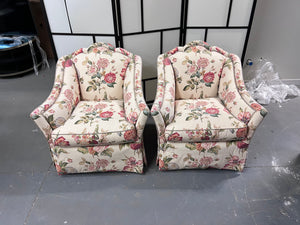 Pair of The Art Shoppe Floral Upholstered Armchairs