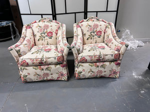 Pair of The Art Shoppe Floral Upholstered Armchairs
