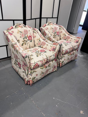 Pair of The Art Shoppe Floral Upholstered Armchairs