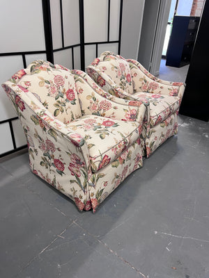 Pair of The Art Shoppe Floral Upholstered Armchairs