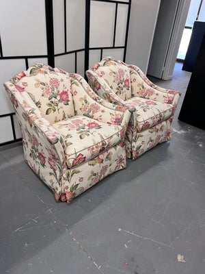 Pair of The Art Shoppe Floral Upholstered Armchairs