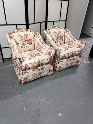 Pair of The Art Shoppe Floral Upholstered Armchairs