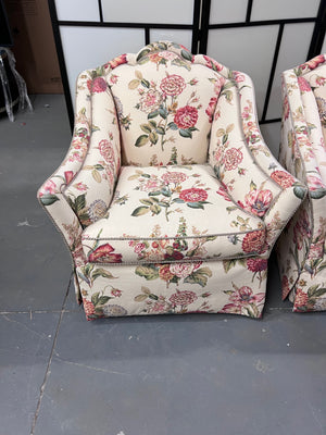 Pair of The Art Shoppe Floral Upholstered Armchairs