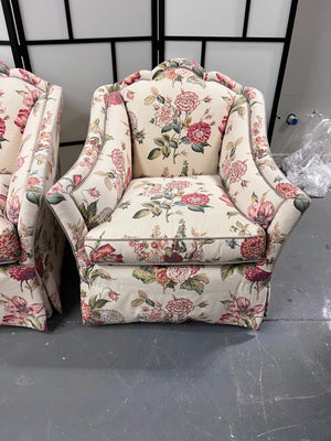 Pair of The Art Shoppe Floral Upholstered Armchairs