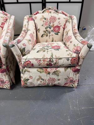 Pair of The Art Shoppe Floral Upholstered Armchairs
