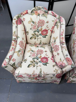 Pair of The Art Shoppe Floral Upholstered Armchairs