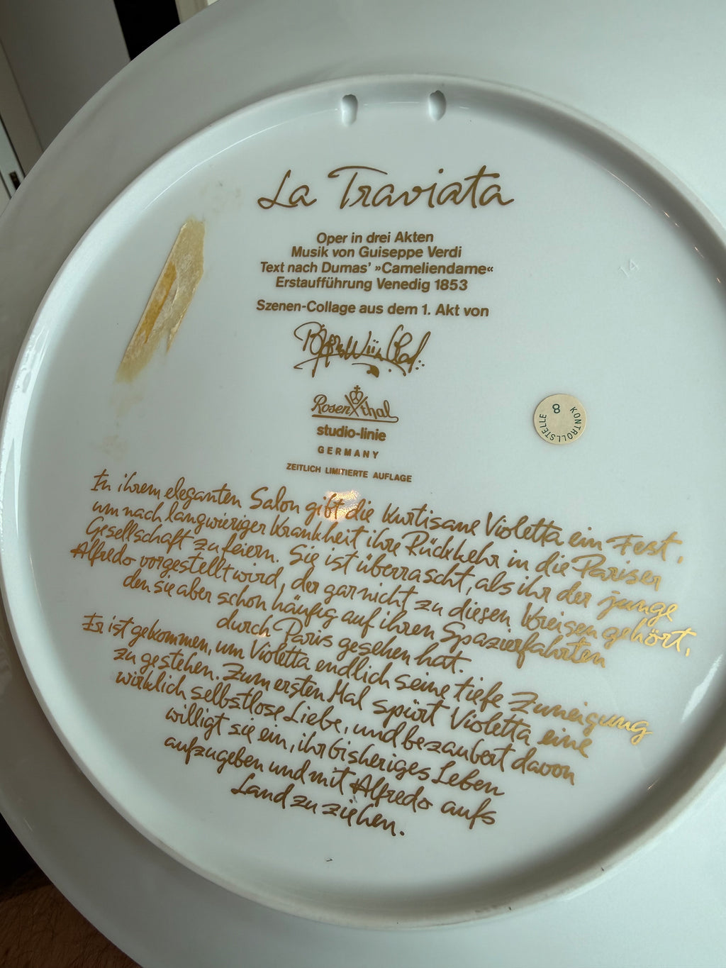 Rosenthal Studio-Line Bjørn Wiinblad "La Traviata" Limited Edition Porcelain Large Collector Plate with Box