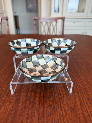 Set of 3 MacKenzie-Childs Courtly Check Enamel Dipping Bowls