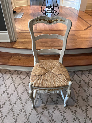 White French Provincial Ladder Back, Rush Seat Dining Chair