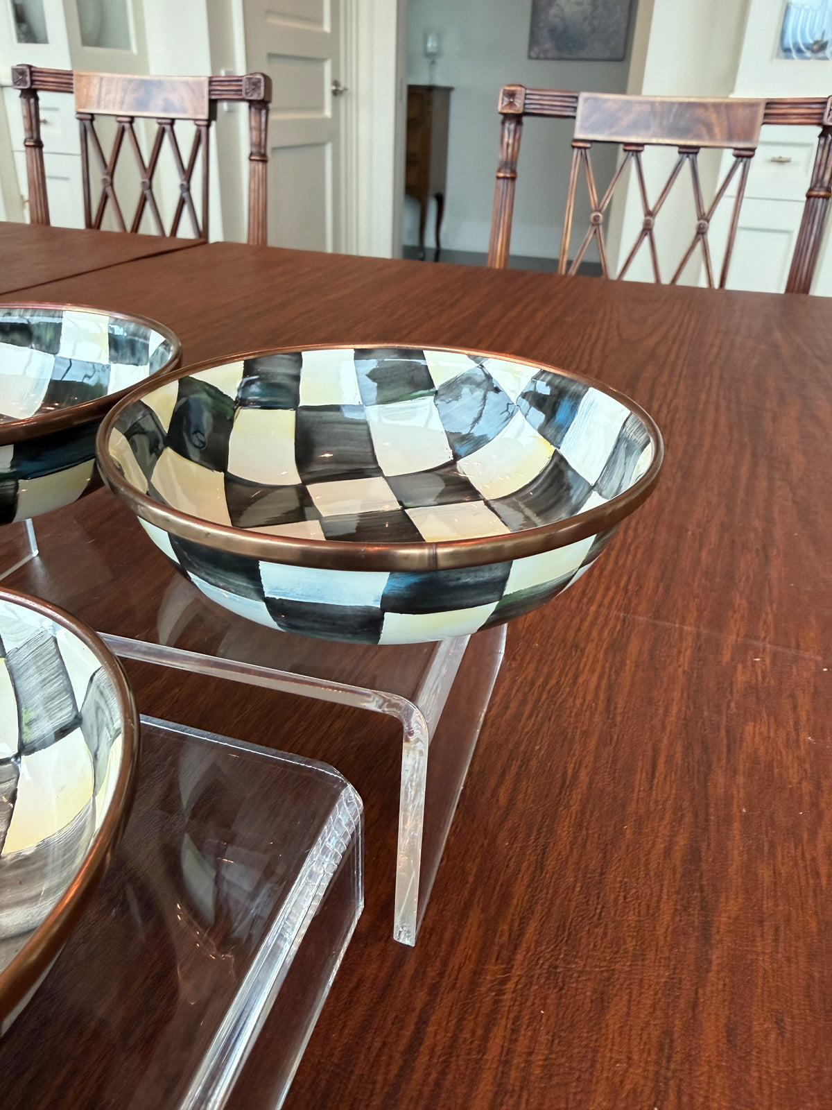 Set of 3 MacKenzie-Childs Courtly Check Enamel Dipping Bowls