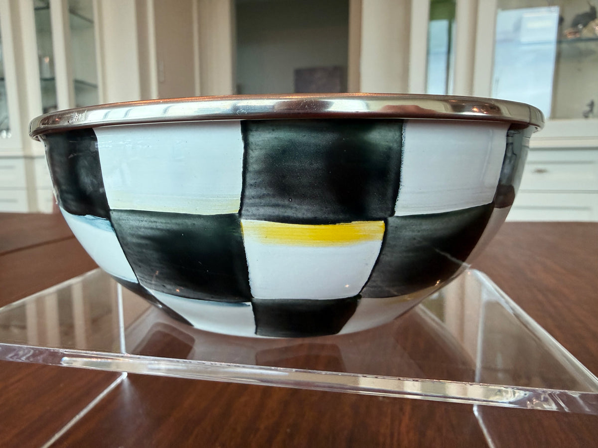MacKenzie-Childs Courtly Check Enamel Small Everyday Bowl- 6"