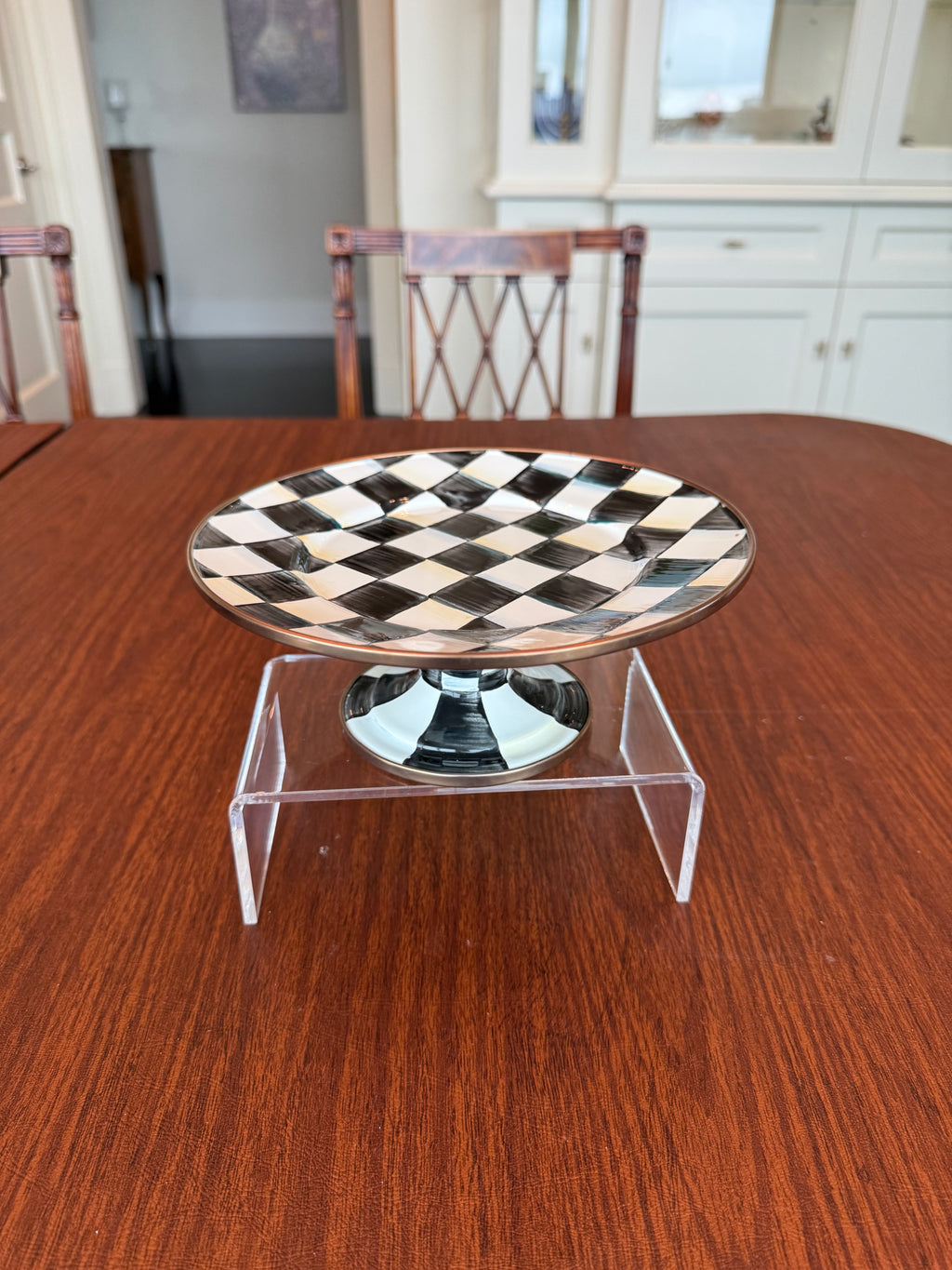 #1   MacKenzie-Childs Courtly Check Enamel Pedestal Platter- 8"