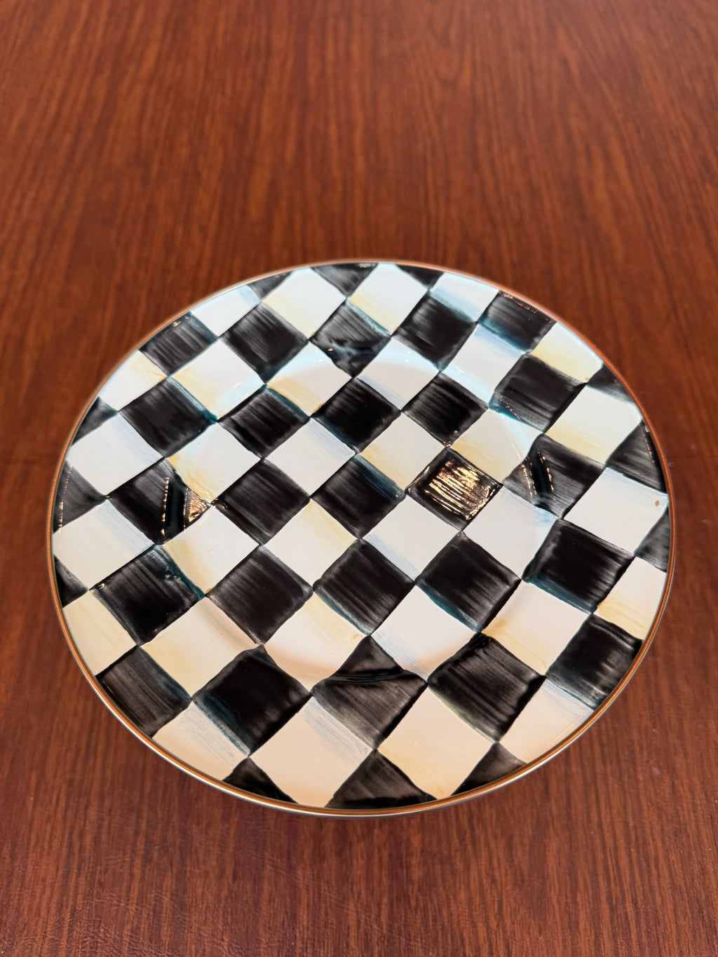 #1   MacKenzie-Childs Courtly Check Enamel Pedestal Platter- 8"