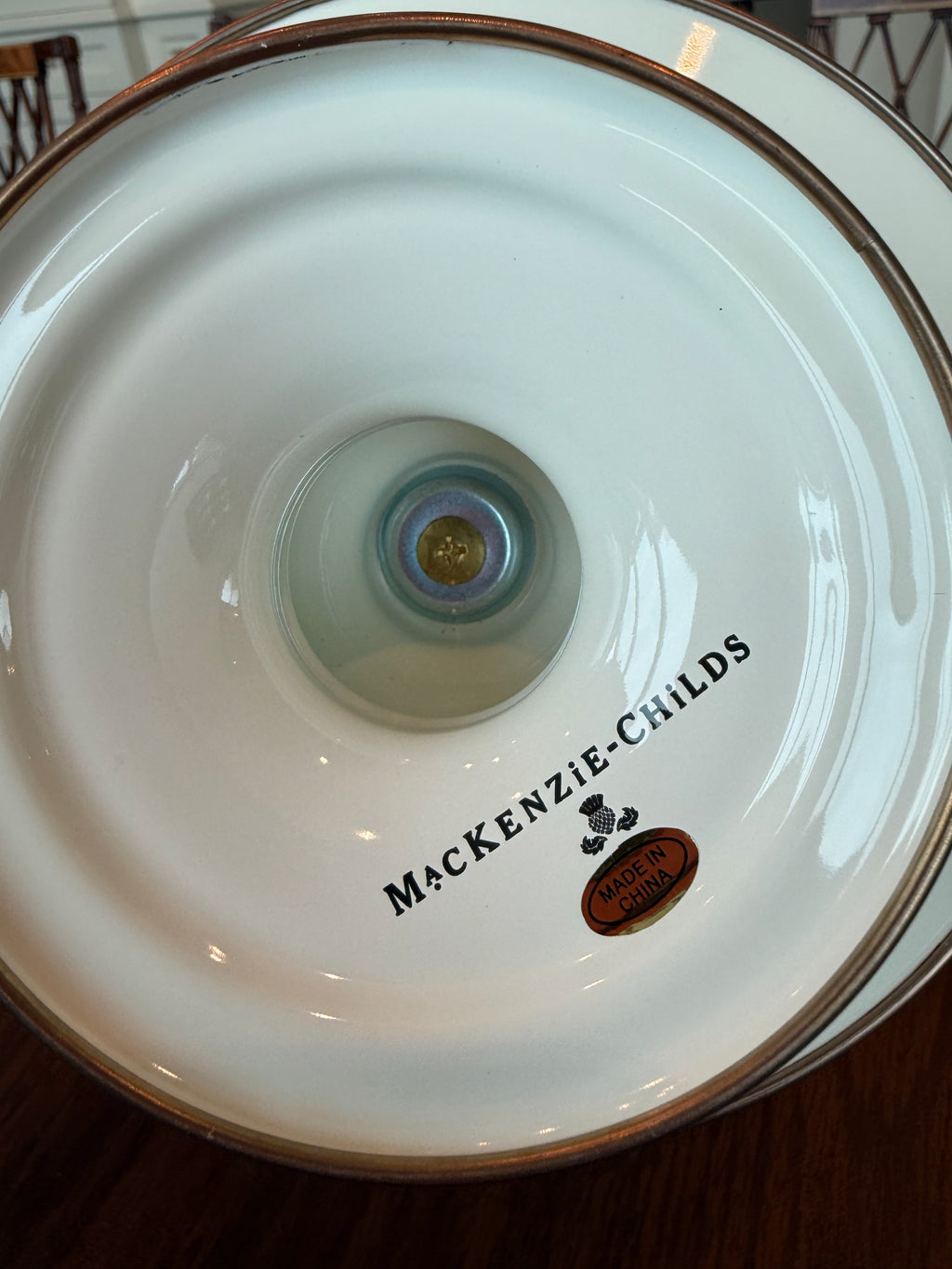 #1   MacKenzie-Childs Courtly Check Enamel Pedestal Platter- 8"