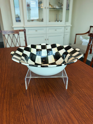 MacKenzie-Childs Courtly Check Enamel Petal Serving Bowl- 11.5" x 3.5"