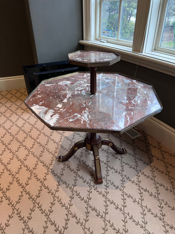 Antique Louis XVI Style Marble Two-Tier Center Table