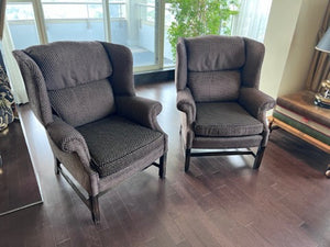 Pair of Large Upholstered Wingback Chairs