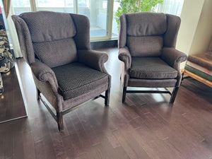 Pair of Large Upholstered Wingback Chairs