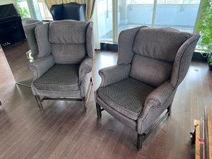 Pair of Large Upholstered Wingback Chairs