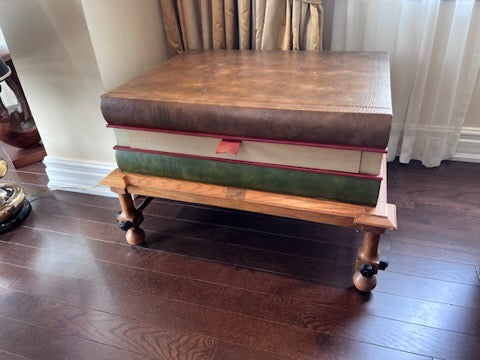 'Works of Shakespeare' Leather Books Side Table w/1 Drawer
